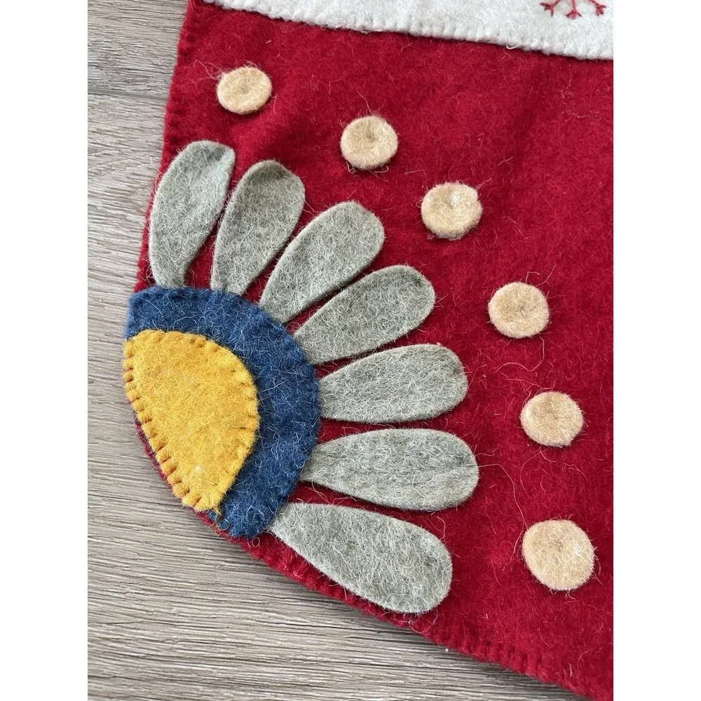 Set of‎ 2  Creative Co-Op Felted Wool Appliqued Christmas Stockings